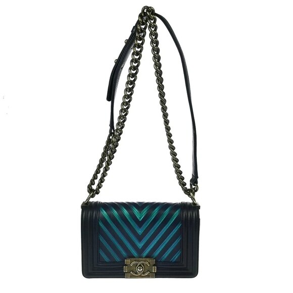 Boy Chanel Blue Calfskin Small Chain Shoulder Bag XX40206 - Picture 1 of 9